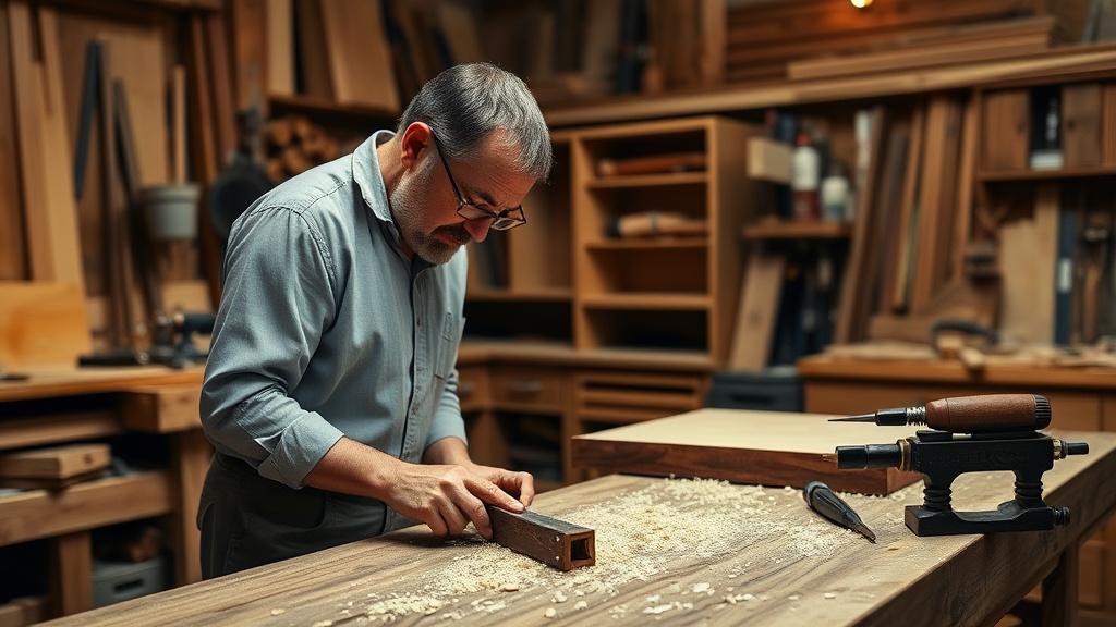 Custom walnut cabinetry being assembled in a joinery workshop